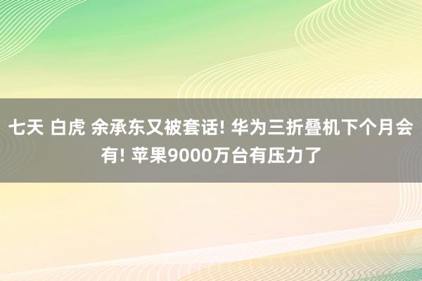 七天 白虎 余承东又被套话! 华为三折叠机下个月会有! 苹果9000万台有压力了