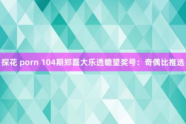 探花 porn 104期郑磊大乐透瞻望奖号：奇偶比推选