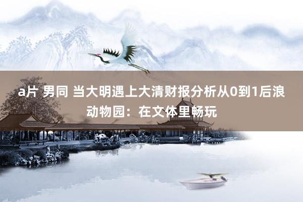 a片 男同 当大明遇上大清财报分析从0到1后浪动物园：在文体里畅玩